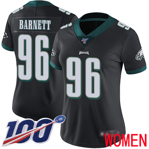 Women Philadelphia Eagles #96 Derek Barnett Black Alternate Vapor Untouchable NFL Jersey Limited Player 100th